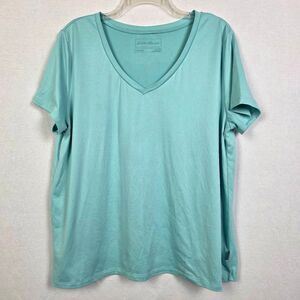 Eddie Bauer V Neck Tee XL Blue Short Sleeve